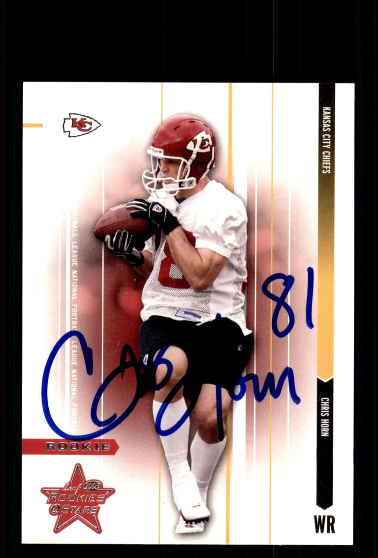 Signed Football Card Auto Chris Horn 2003 Leaf Rookies & Stars #152 Chiefs