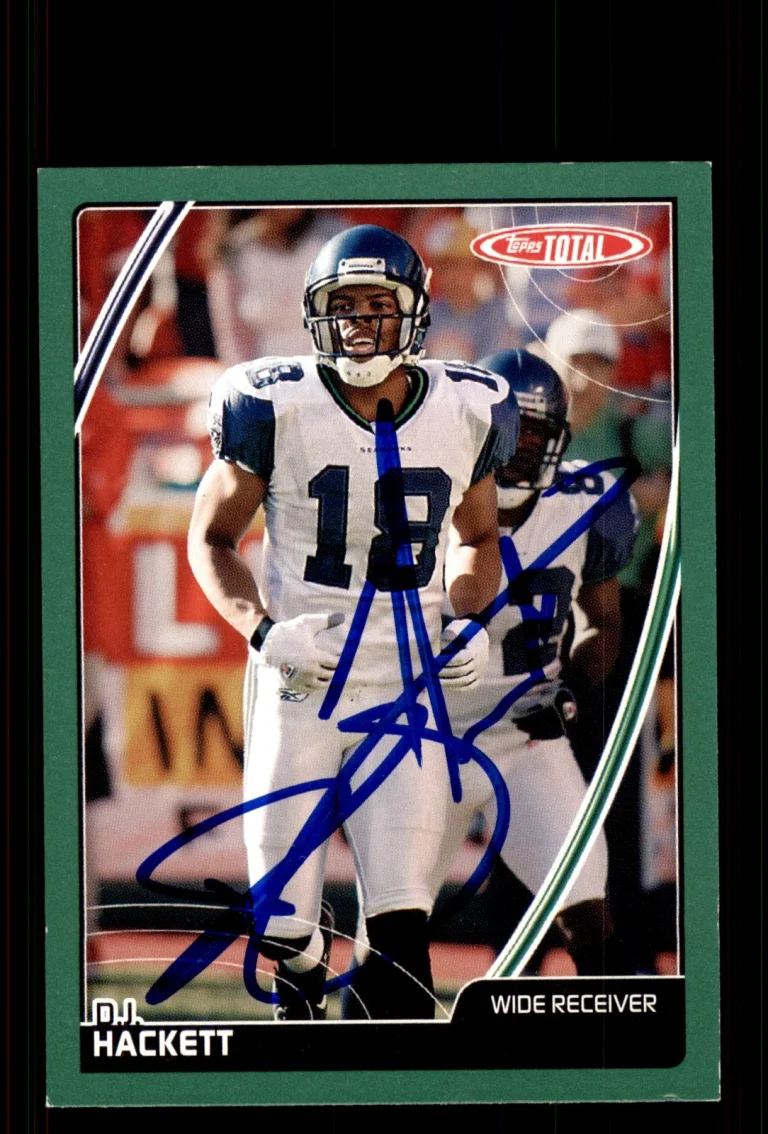 Signed Football Card Auto D.J. Hackett 2007 Topps Total #340 Seattle Seahawks