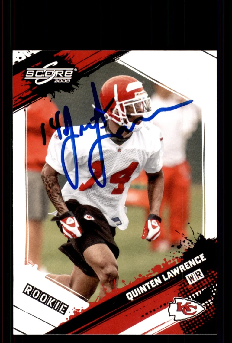 Signed Football Card Auto Quinten Lawrence 2009 Score #386 Kansas City Chiefs