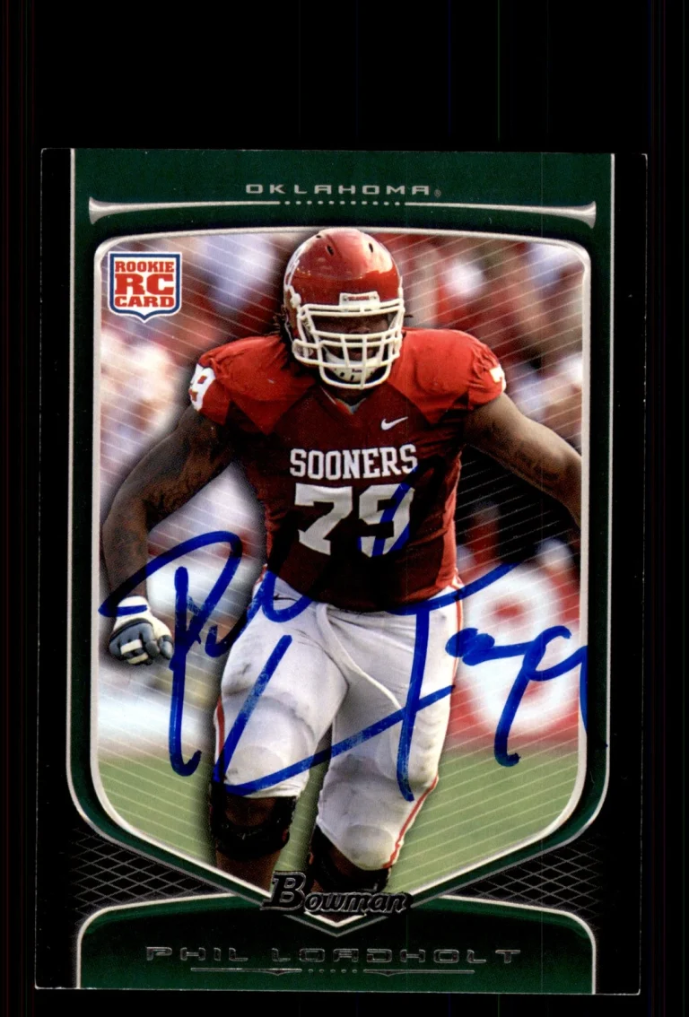 Signed Football Card Auto Phil Loadholt 2009 Bowman Draft Picks #212 Oklahoma