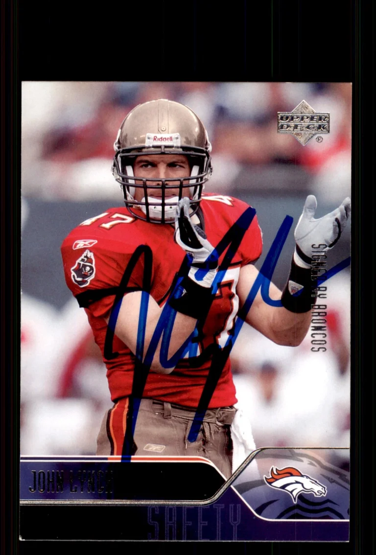 Signed Football Card Auto John Lynch 2004 Upper Deck #61 Denver Broncos