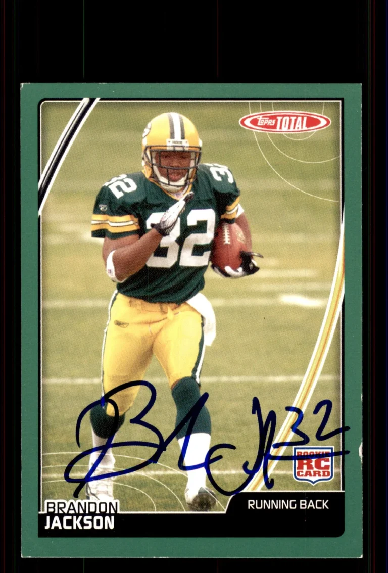 Signed Football Card Auto Brandon Jackson 2007 Topps Total #458 Packers