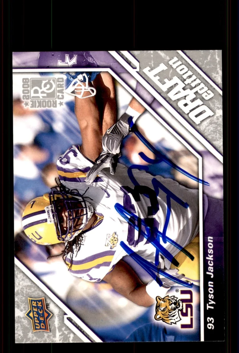 Signed Football Card Auto Tyson Jackson 2009 Upper Deck Draft #54 LSU Tigers