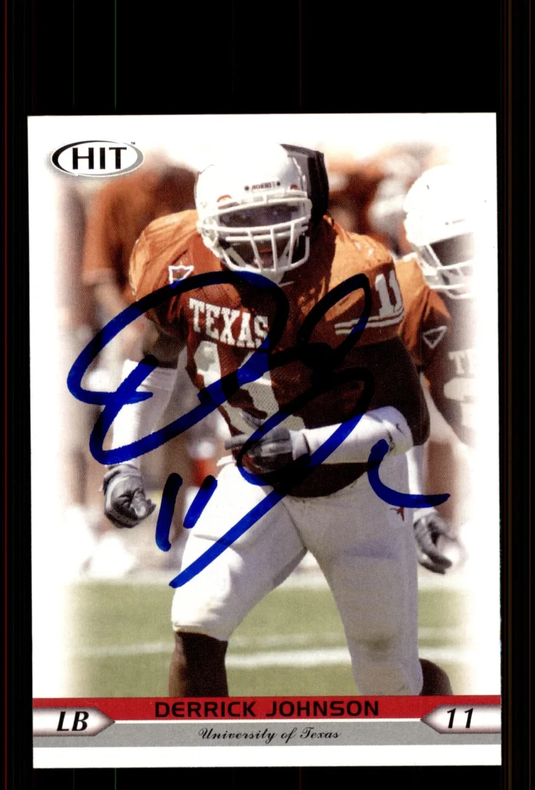Signed Football Card Auto Derrick Johnson 2005 SAGE HIT #2 Texas Longhorns