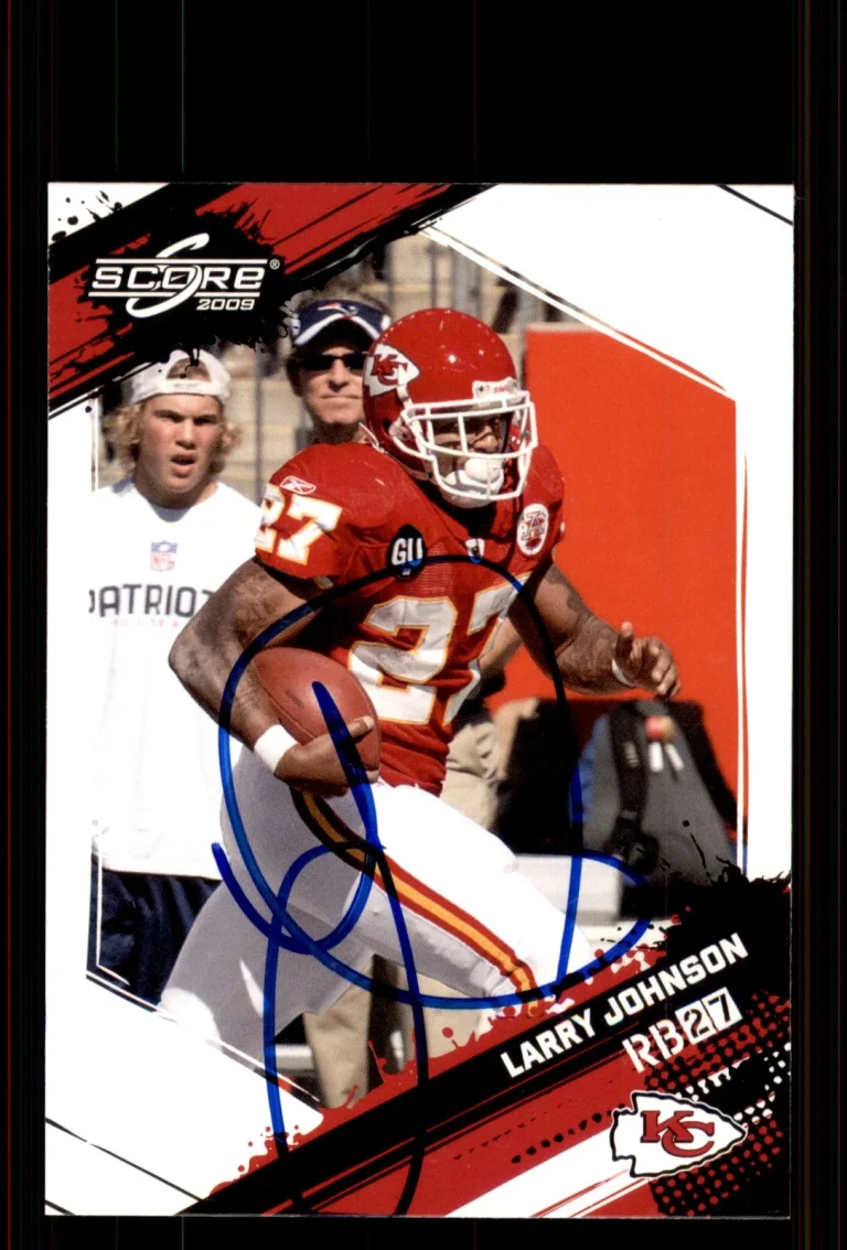 Signed Football Card Auto Larry Johnson 2009 Score #147 Kansas City Chiefs
