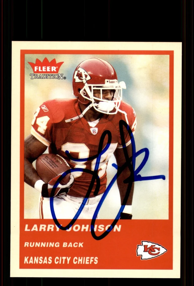 Signed Football Card Auto Larry Johnson 2004 Fleer Tradition #103 KC Chiefs