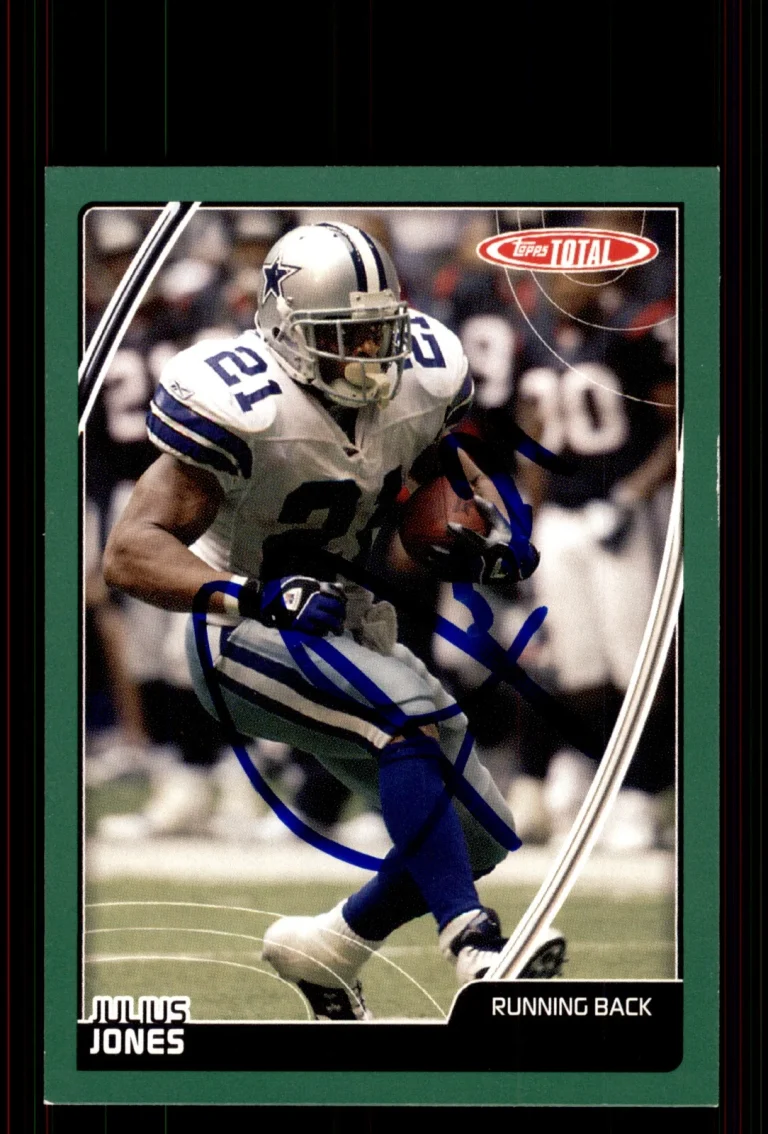 Signed Football Card Auto Julius Jones 2007 Topps Total #29 Dallas Cowboys