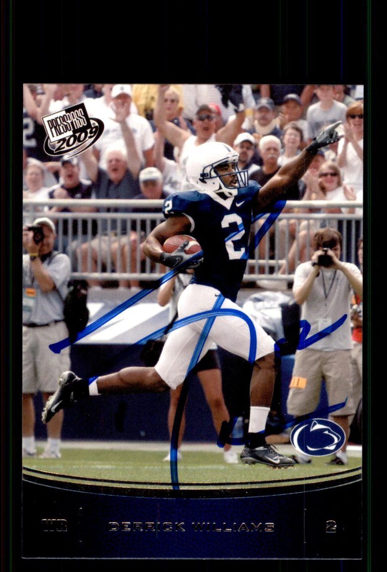 Signed Football Card Auto Derrick Williams 2009 Press Pass #34 Penn State