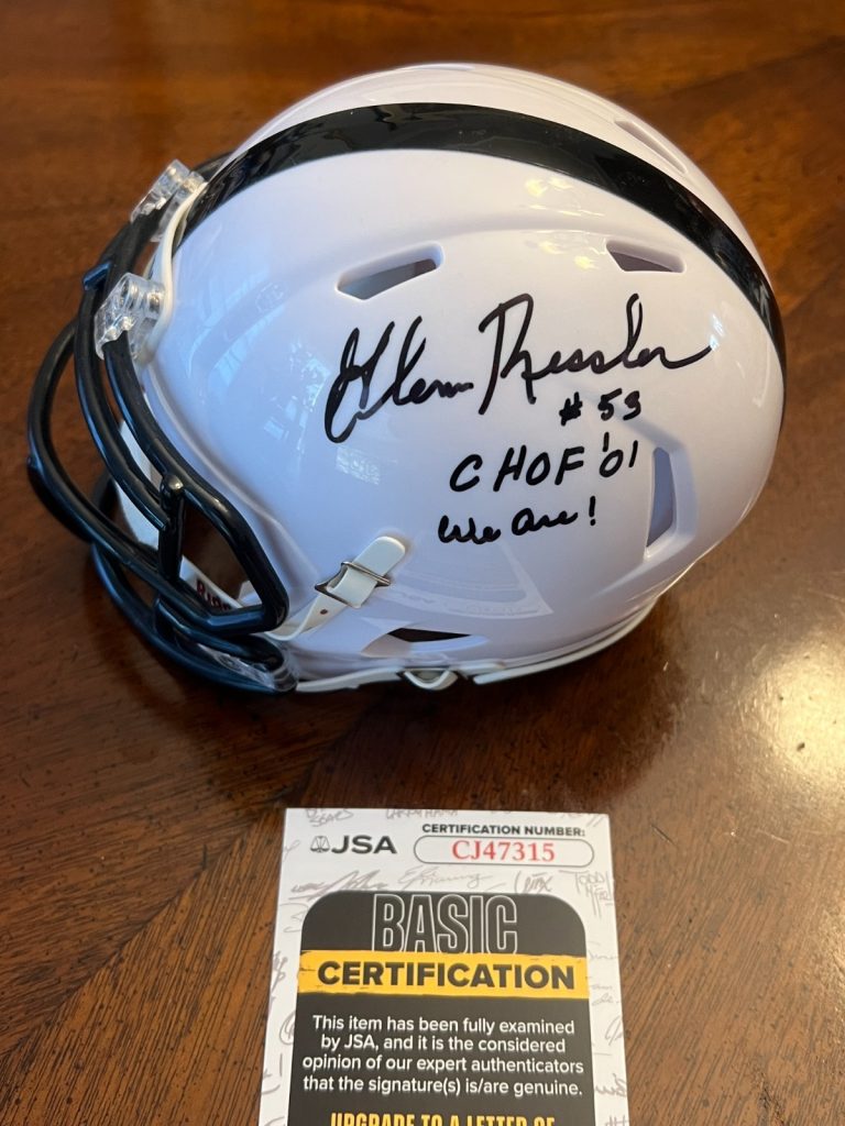 GLENN RESSLER SIGNED FOOTBALL MINI HELMET AUTO PENN STATE COLLEGE HOF JSA COA