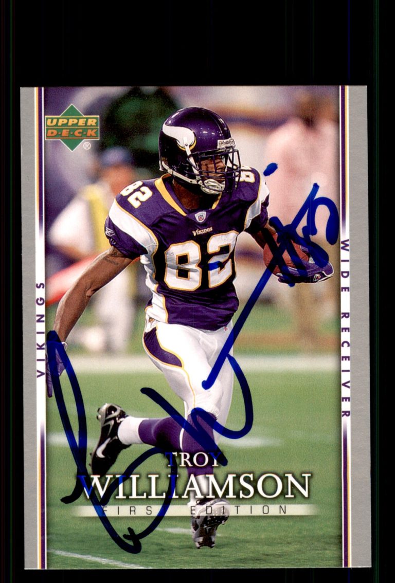 Signed Football Card Auto Troy Williamson 2007 Upper Deck First Edition #55