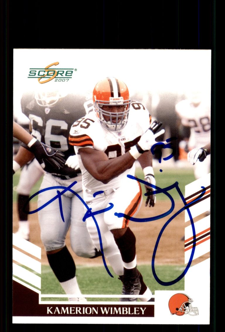 Signed Football Card Auto Kamerion Wimbley 2007 Score #200 Cleveland Browns