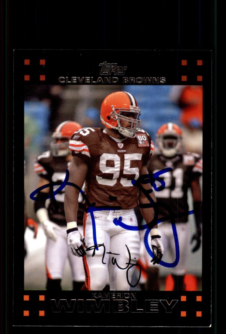 Signed Football Card Auto Kamerion Wimbley 2007 Topps #253 Cleveland Browns