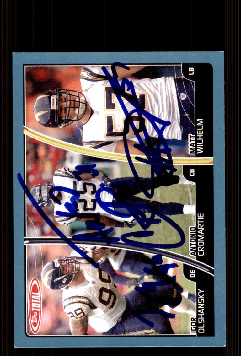 Signed Football Card 3 Auto Wilhelm Olshansky Antonio Cromartie 2007 Topps Total