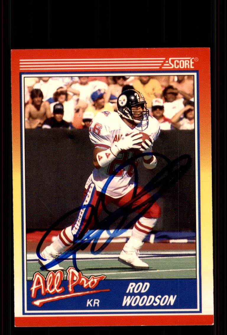 Signed Football Card Auto Rod Woodson 1990 Score #577 Pittsburgh Steelers