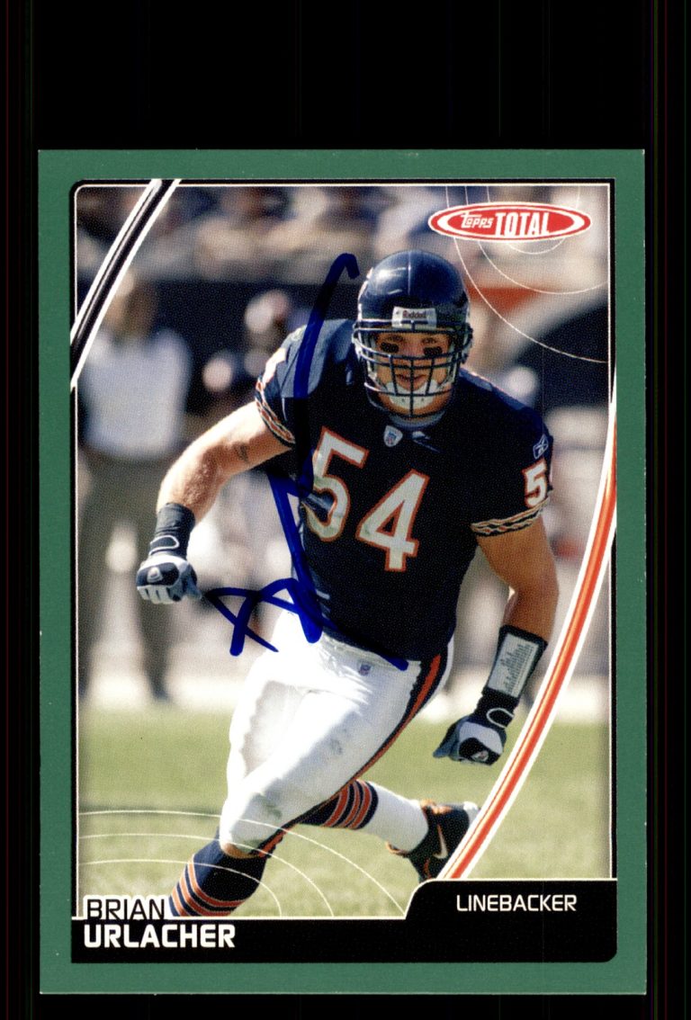 Signed Football Card Auto Brian Urlacher 2007 Topps Total #369 Chicago Bears