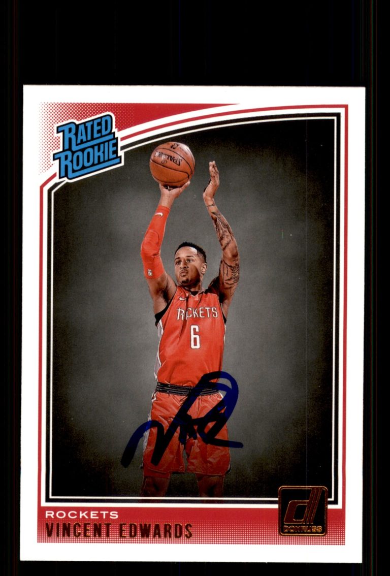 Signed Basketball Card Auto Vincent Edwards 2018-19 Donruss #165 Houston Rockets