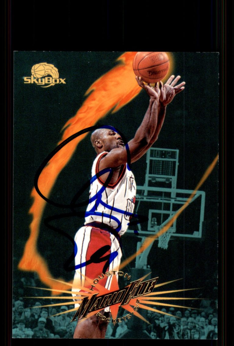 Signed Basketball Card Auto Mario Elie 1995-96 SkyBox Premium #174 Rockets