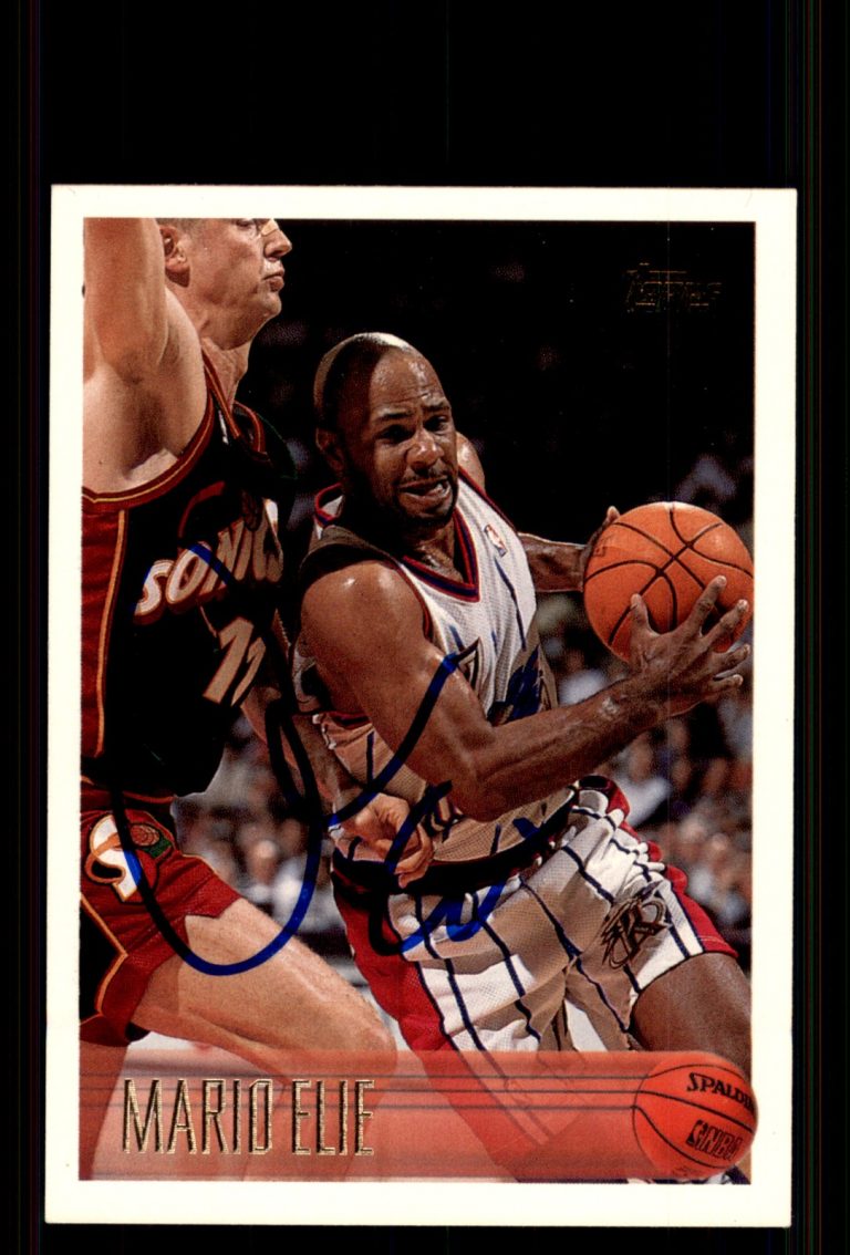Signed Basketball Card Auto Mario Elie 1996-97 Topps #218 Houston Rockets