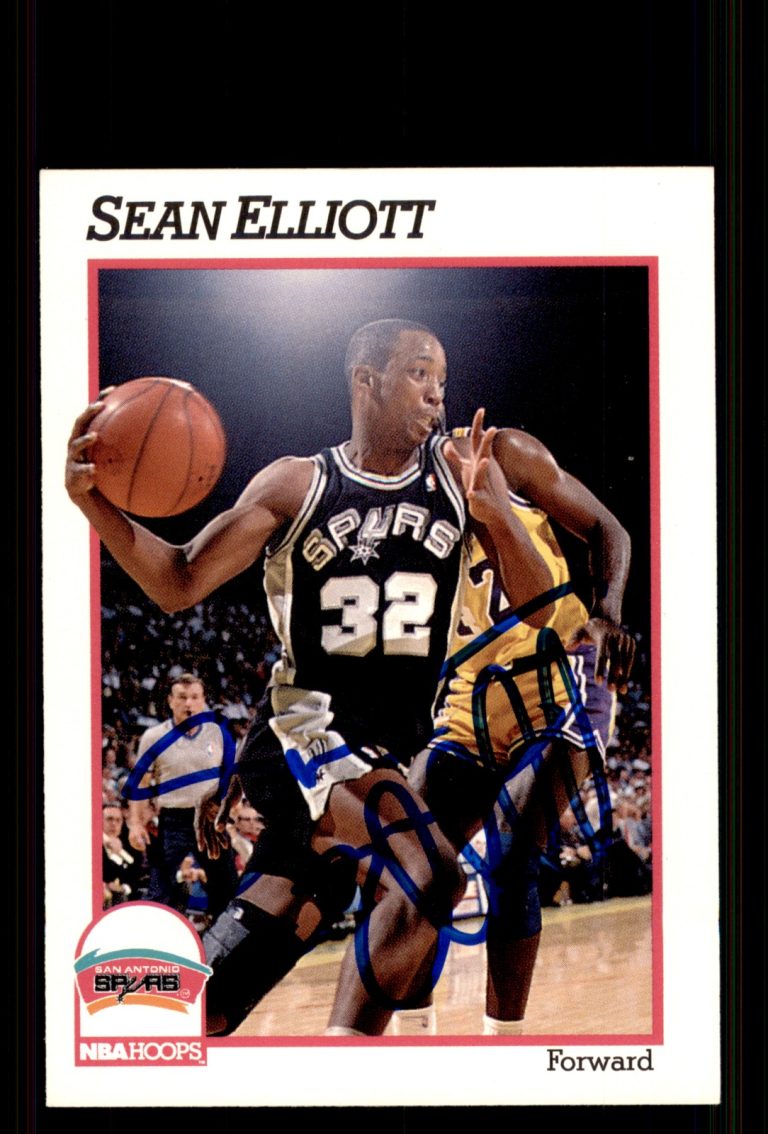 Signed Basketball Card Auto Sean Elliott 1991-92 Hoops #190 San Antonio Spurs