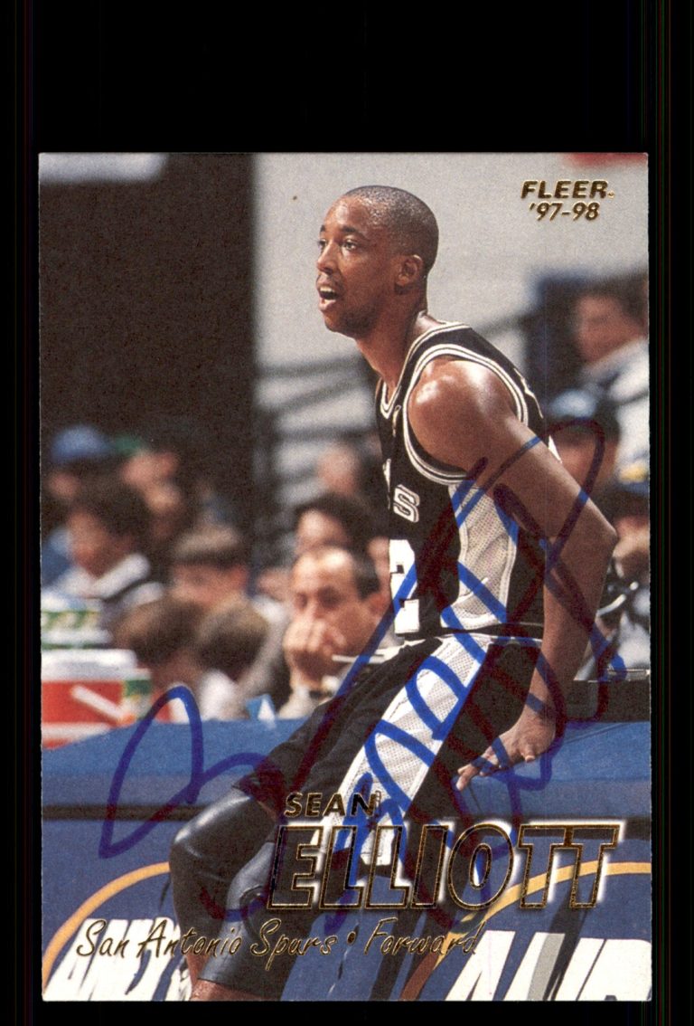 Signed Basketball Card Auto Sean Elliott 1997-98 Fleer #133 San Antonio Spurs