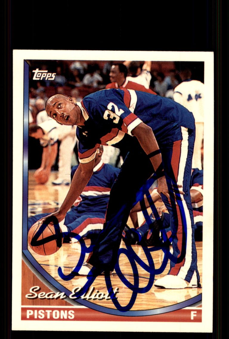 Signed Basketball Card Auto Sean Elliott 1993-94 Topps #229 Detroit Pistons