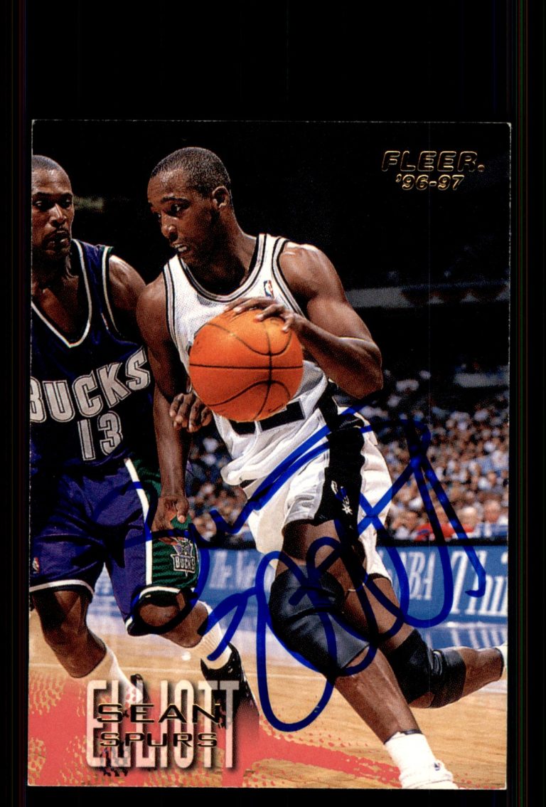 Signed Basketball Card Auto Sean Elliott 1996-97 Fleer #98 San Antonio Spurs
