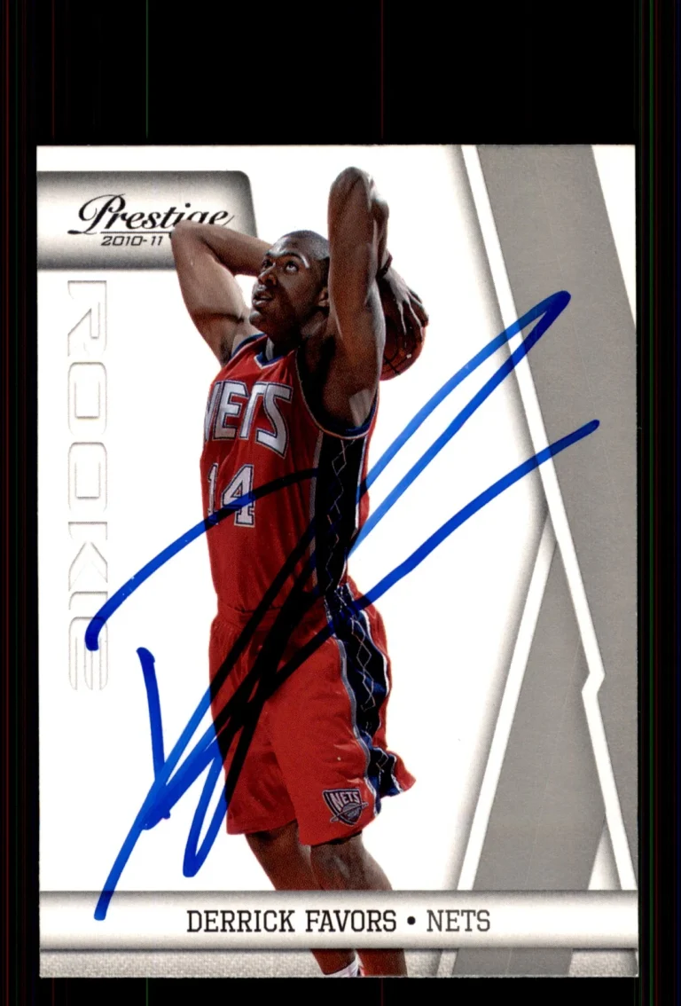 Signed Basketball Card Auto Derrick Favors 2010-11 Panini Prestige #153 Nets