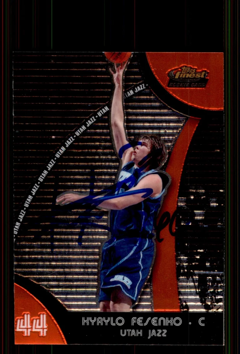 Signed Basketball Card Auto Kyrylo Fesenko 2007-08 Finest #76 Utah Jazz