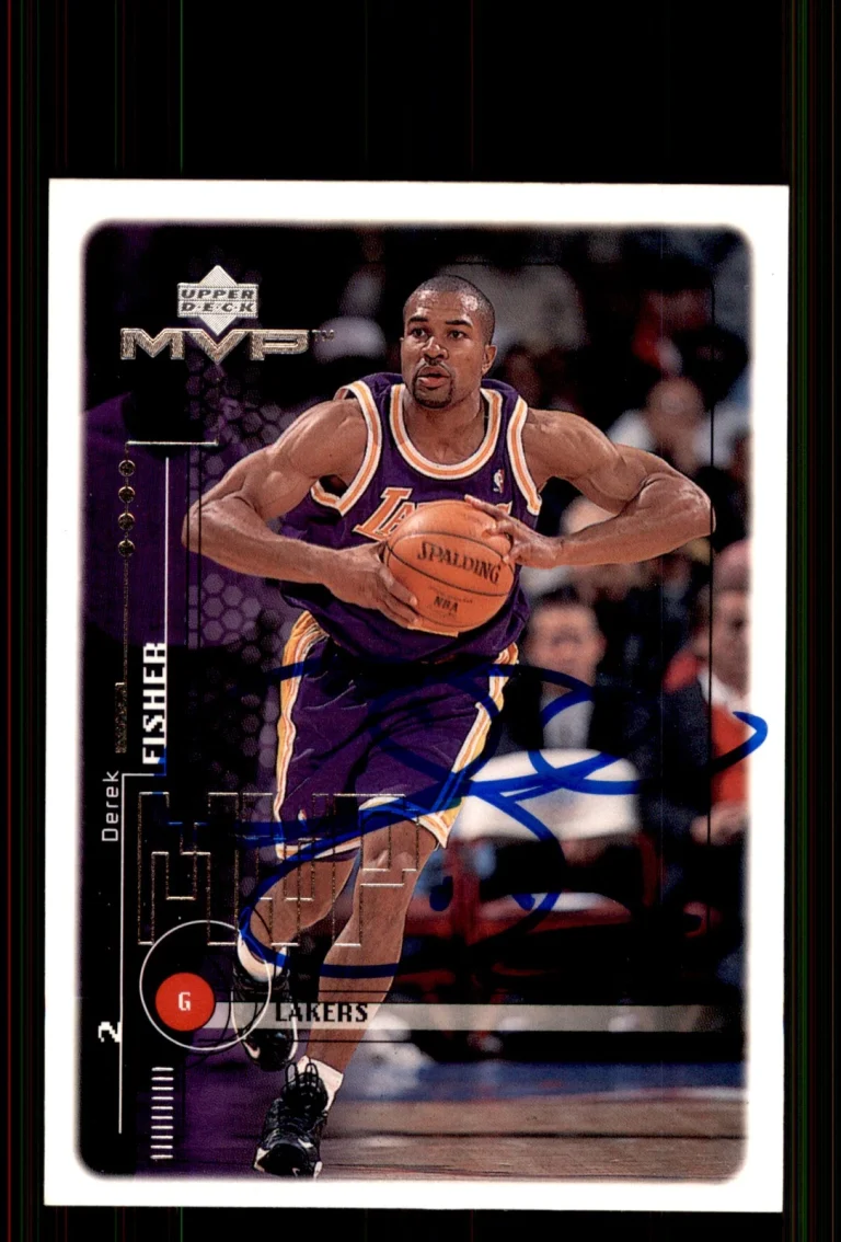 Signed Basketball Card Auto Derek Fisher 1999-00 Upper Deck MVP #80 LA Lakers