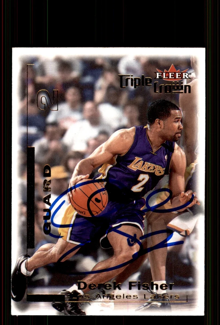 Signed Basketball Card Auto Derek Fisher 2000-01 Fleer Triple Crown #53 Lakers