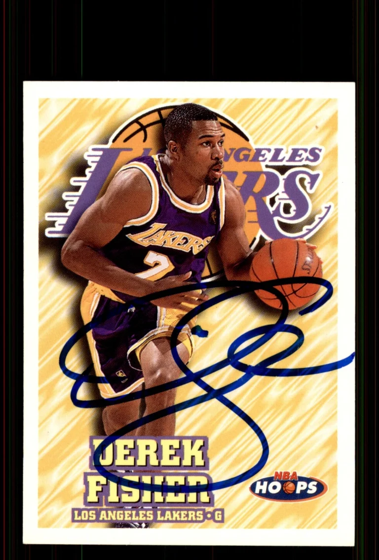Signed Basketball Card Auto Derek Fisher 1997-98 Hoops #76 Los Angeles Lakers