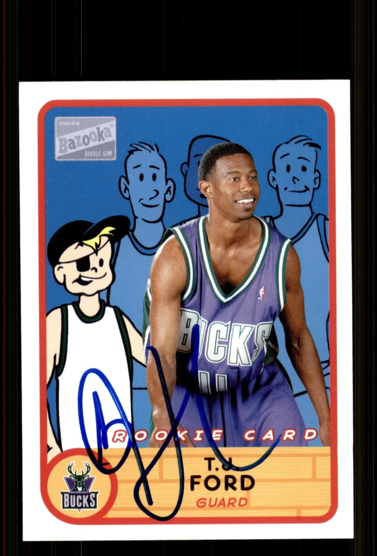 Signed Basketball Card Auto T.J. Ford 2003-04 Bazooka #283 Milwaukee Bucks