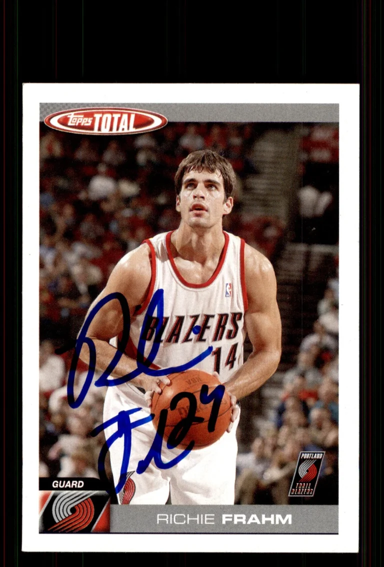Signed Basketball Card Auto Richie Frahm 2004-05 Topps Total #303 Trail Blazers