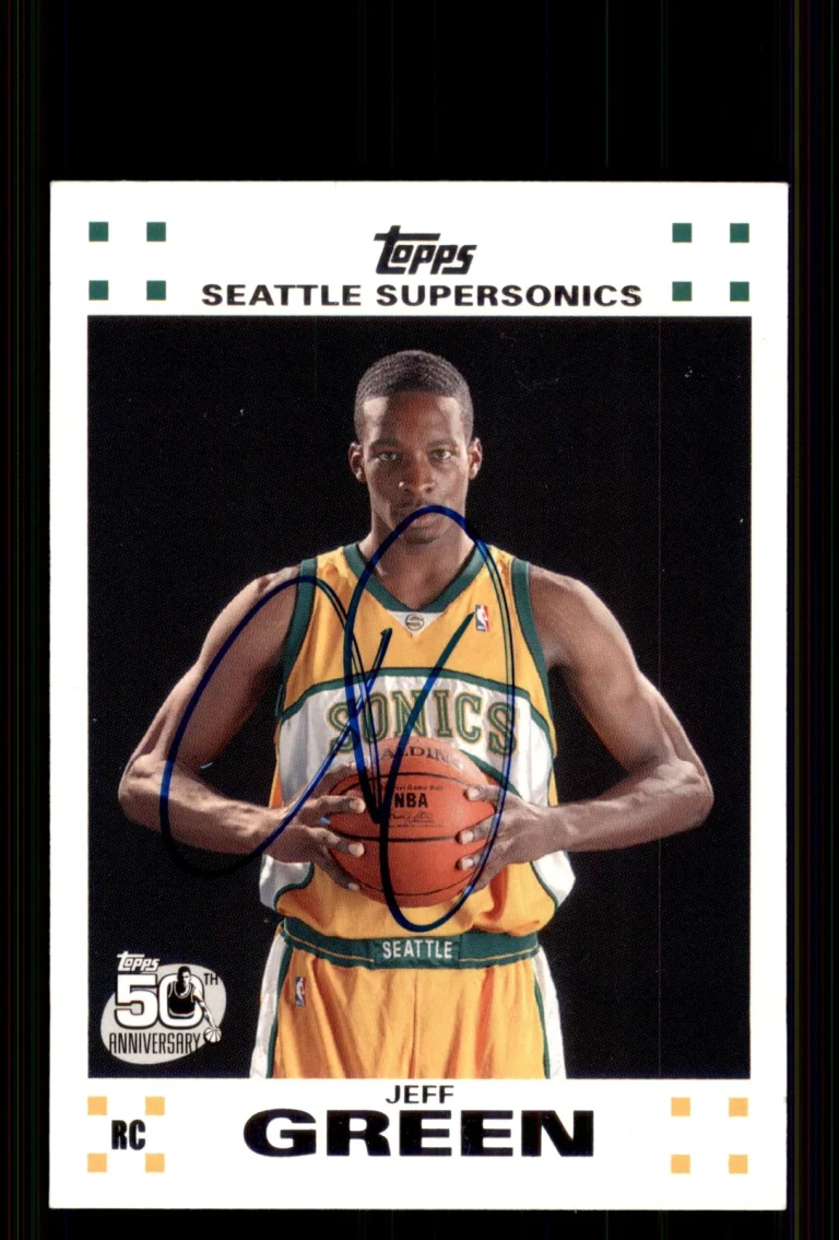Signed Basketball Card Auto Jeff Green 2007-08 Topps #5