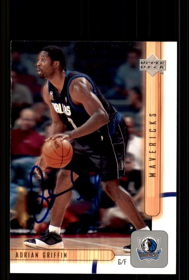 Signed Basketball Card Auto Adrian Griffin 2001-02 Upper Deck #259 Mavericks