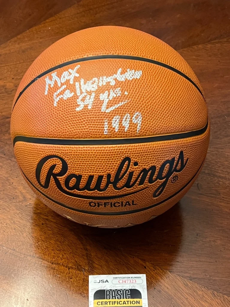 MAX FALKENSTIEN LONGTIME KU JAYHAWKS ANNOUNCER SIGNED BASKETBALL AUTO JSA COA