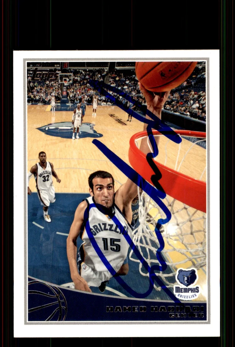 Signed Basketball Card Auto Hamed Haddadi 2009-10 Topps #141 Memphis Grizzlies