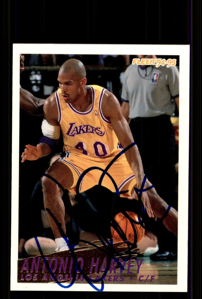 Signed Basketball Card Auto Antonio Harvey 1994-95 Fleer #307 Los Angeles Lakers