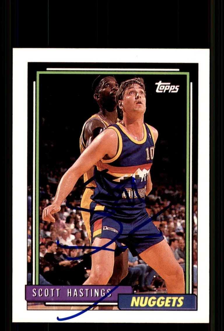 Signed Basketball Card Auto Scott Hastings 1992-93 Topps #50 Denver Nuggets