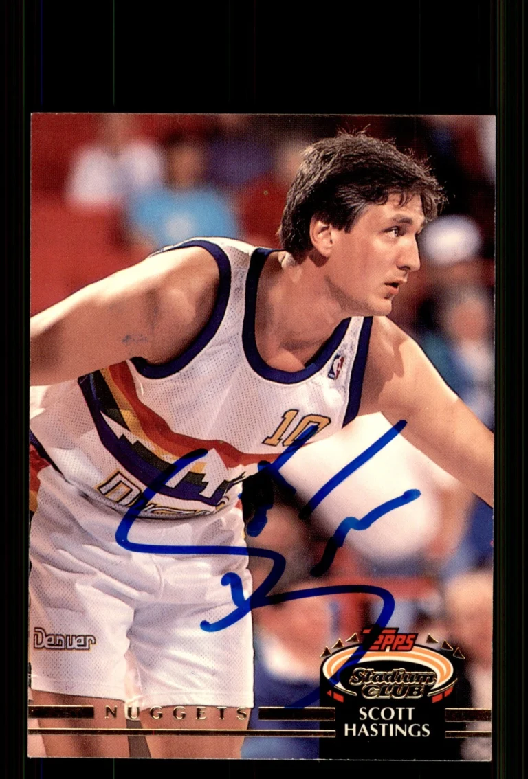 Signed Basketball Card Auto Scott Hastings 1992-93 Stadium Club #36 Nuggets
