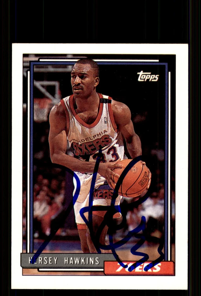 Signed Basketball Card Auto Hersey Hawkins 1992-93 Topps #260 Philadelphia 76ers