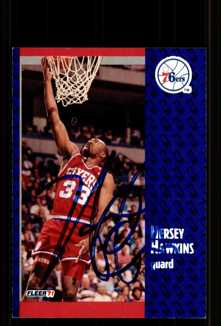 Signed Basketball Card Auto Hersey Hawkins 1991-92 Fleer #154 Philadelphia 76ers