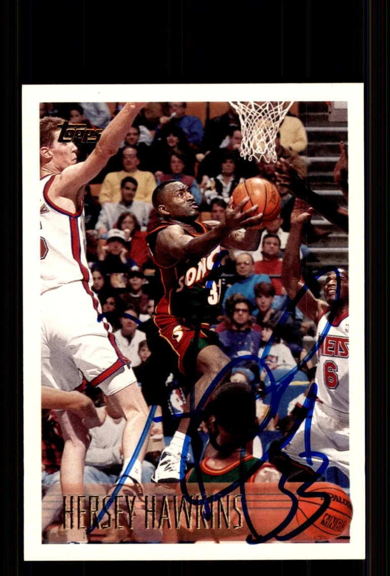 Signed Basketball Card Auto Hersey Hawkins 1996-97 Topps #209 SuperSonics