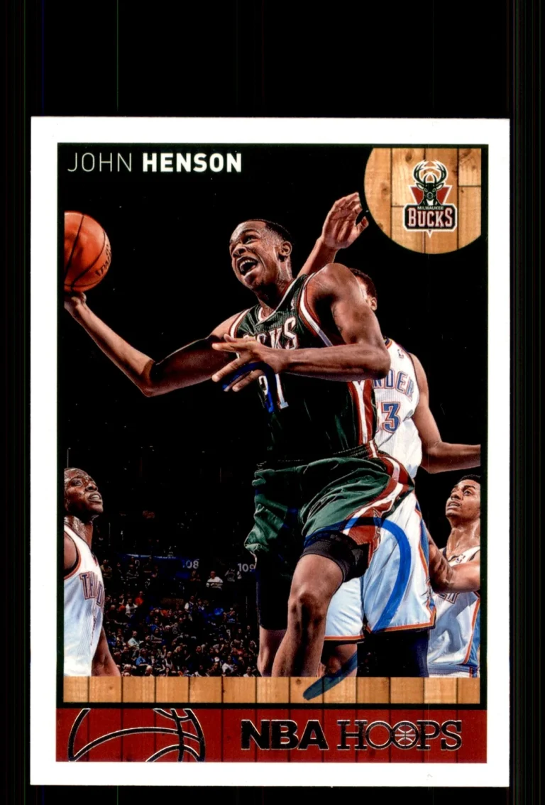 Signed Basketball Card Auto John Henson 2013-14 Hoops #107 Milwaukee Bucks