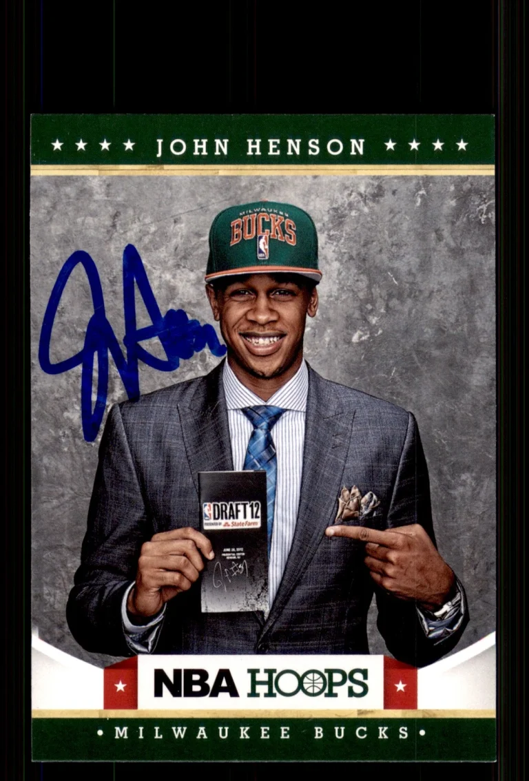 Signed Basketball Card Auto John Henson 2012-13 Hoops #287 Milwaukee Bucks