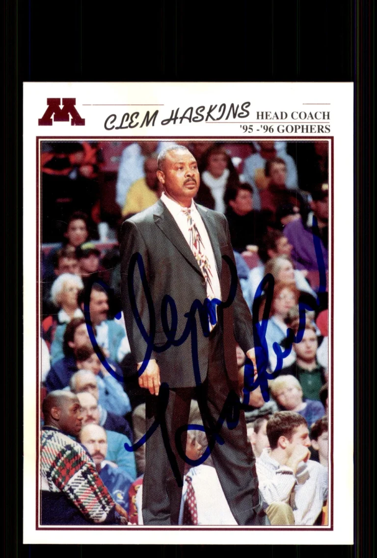 Signed Basketball Card Auto Clem Haskins 1995-96 Minnesota Golden Gophers