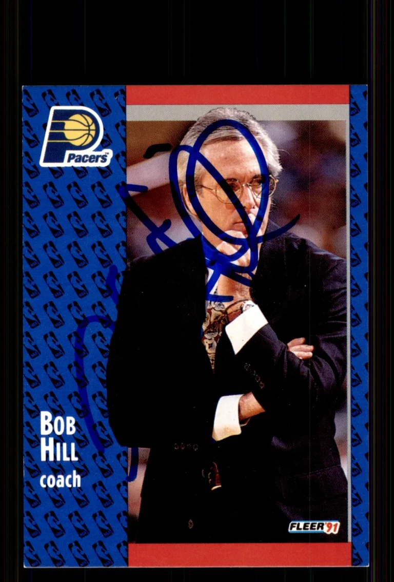 Signed Basketball Card Auto Bob Hill 1991-92 Fleer #82 Indiana Pacers