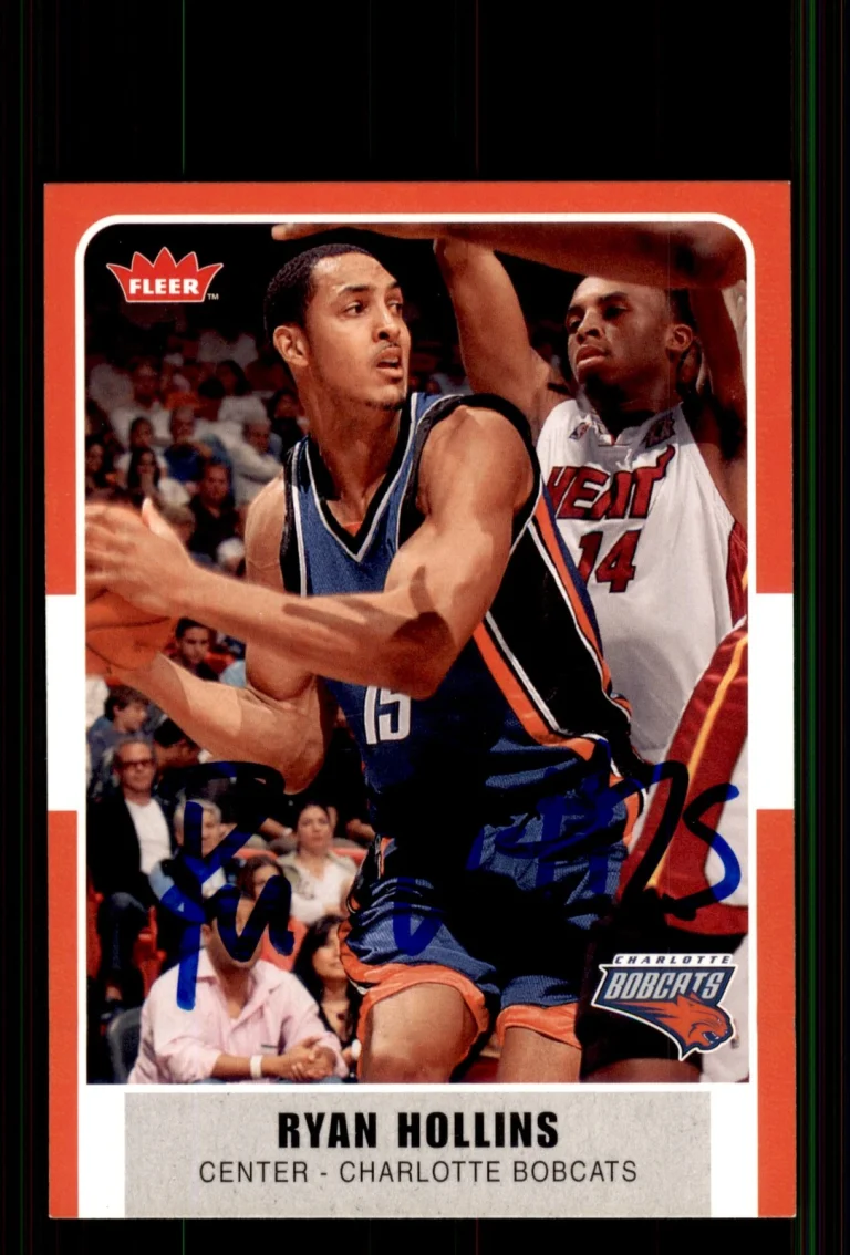 Signed Basketball Card Auto Ryan Hollins 2007-08 Fleer #73 Charlotte Bobcats