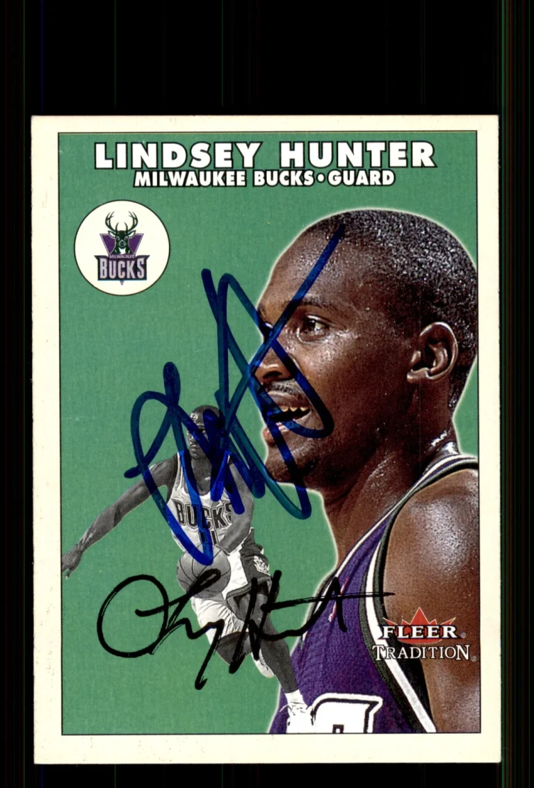 Signed Basketball Card Auto Lindsey Hunter 2000-01 Fleer Tradition #173 Bucks