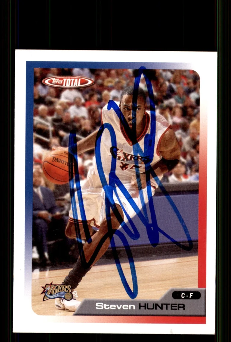 Signed Basketball Card Auto Steven Hunter 2005-06 Topps Total #345 76ers
